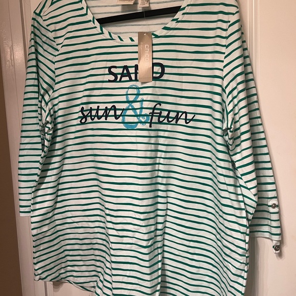 💚Zenergy Sand Sun & Fun 3/4 Sleeve top. Vivid Geen. Size 3 (16-18). NWT - Picture 8 of 13